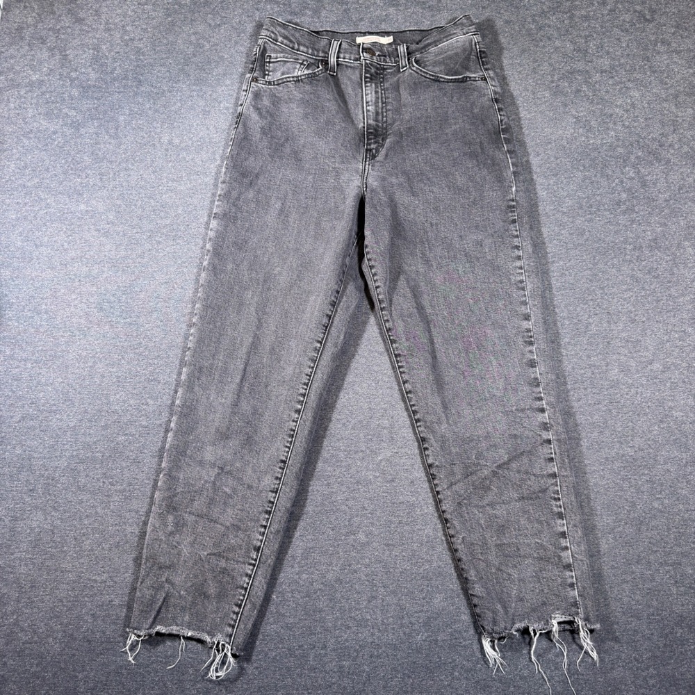 Levi's High Waisted Taper Jeans Women 30 Gray Raw Hem Mom Jeans Denim 721 Style